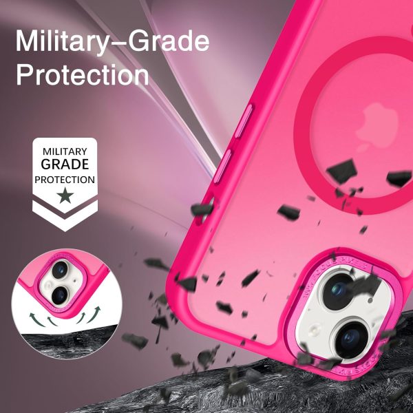 BENTOBEN Magnetic for iPhone 13 Case & iPhone 14 Case [Compatible with Magsafe] Translucent Matte Phone Case iPhone 13/14 Slim Fit Shockproof Women Men Protective Cover for iPhone 13/14 6.1", Hot Pink - Image 3