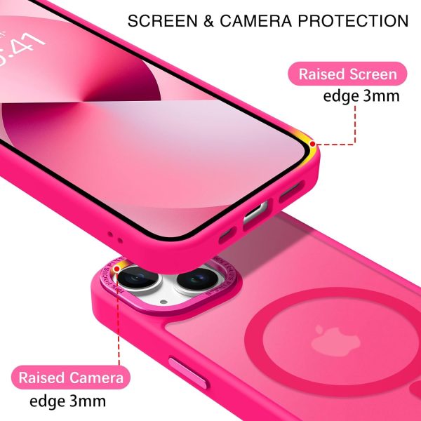 BENTOBEN Magnetic for iPhone 13 Case & iPhone 14 Case [Compatible with Magsafe] Translucent Matte Phone Case iPhone 13/14 Slim Fit Shockproof Women Men Protective Cover for iPhone 13/14 6.1", Hot Pink - Image 5