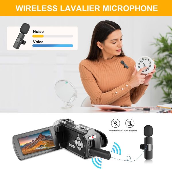 Video Camera Camcorder Digital Camera Recorder Full HD 1080P 15FPS 24MP 3.0 Inch 270 Degree Rotation LCD 16X Digital Zoom Camcorder Camera with 2 Batteries(Black) - Image 4